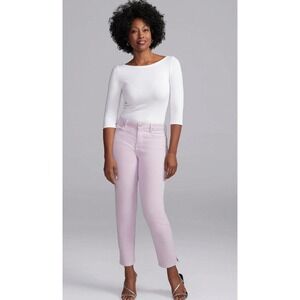 NYDJ Slim Straight Ankle Jeans In Short‎ Inseam In Curves 360 Denim Side Slit